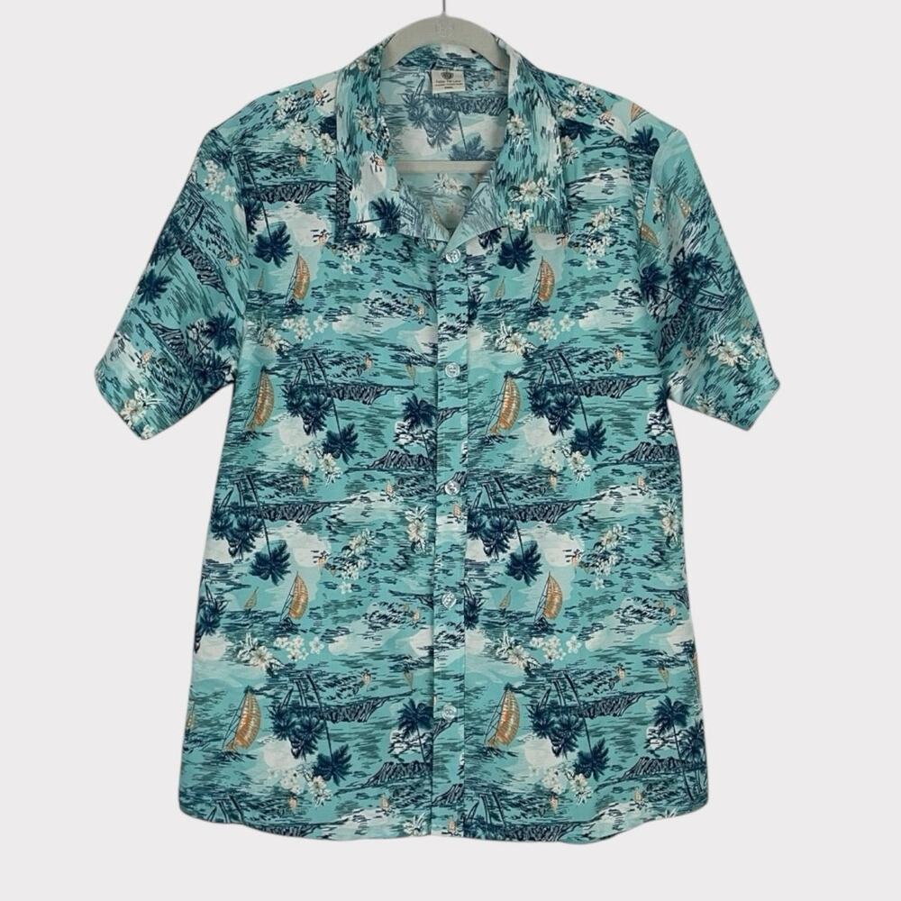 💙3 for $15 Tailor Pal Love Vintage Blue Hawaiian Short Sleeve Button Down Shirt